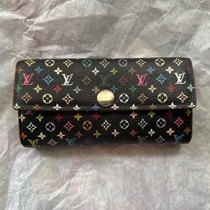 Louis Vuitton Monogram Multicolor Insolite Wallet Black Lime Green